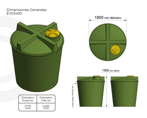 Estanque 3400 lts + kit bomba 1 hp