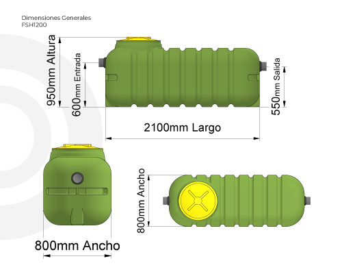 Fosa séptica horizontal 1200 lts