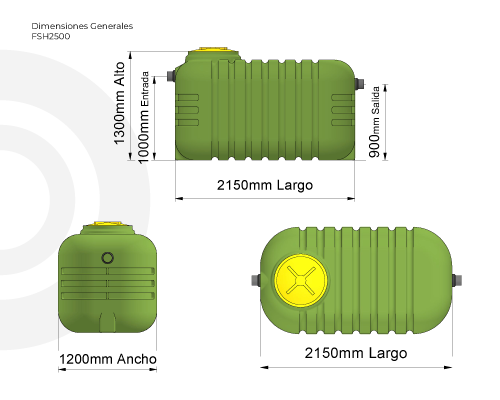 Fosa séptica horizontal 2500 lts