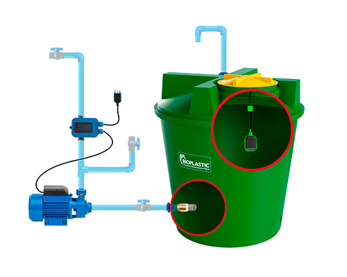 Estanque 1300 lts + kit bomba 0,5 hp